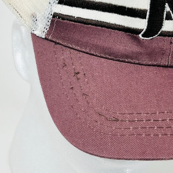 Vintage Reading Phillies W/ R Logo Mesh Burgundy/White Snapback Baseball Hat - Picture 3 of 7